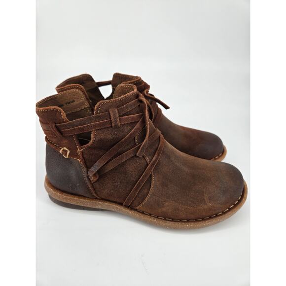 BORN Tarkiln Rustic Suede Leather Brown Lace-Up Ankle Boot Sz 7 New With Box - Picture 4 of 12